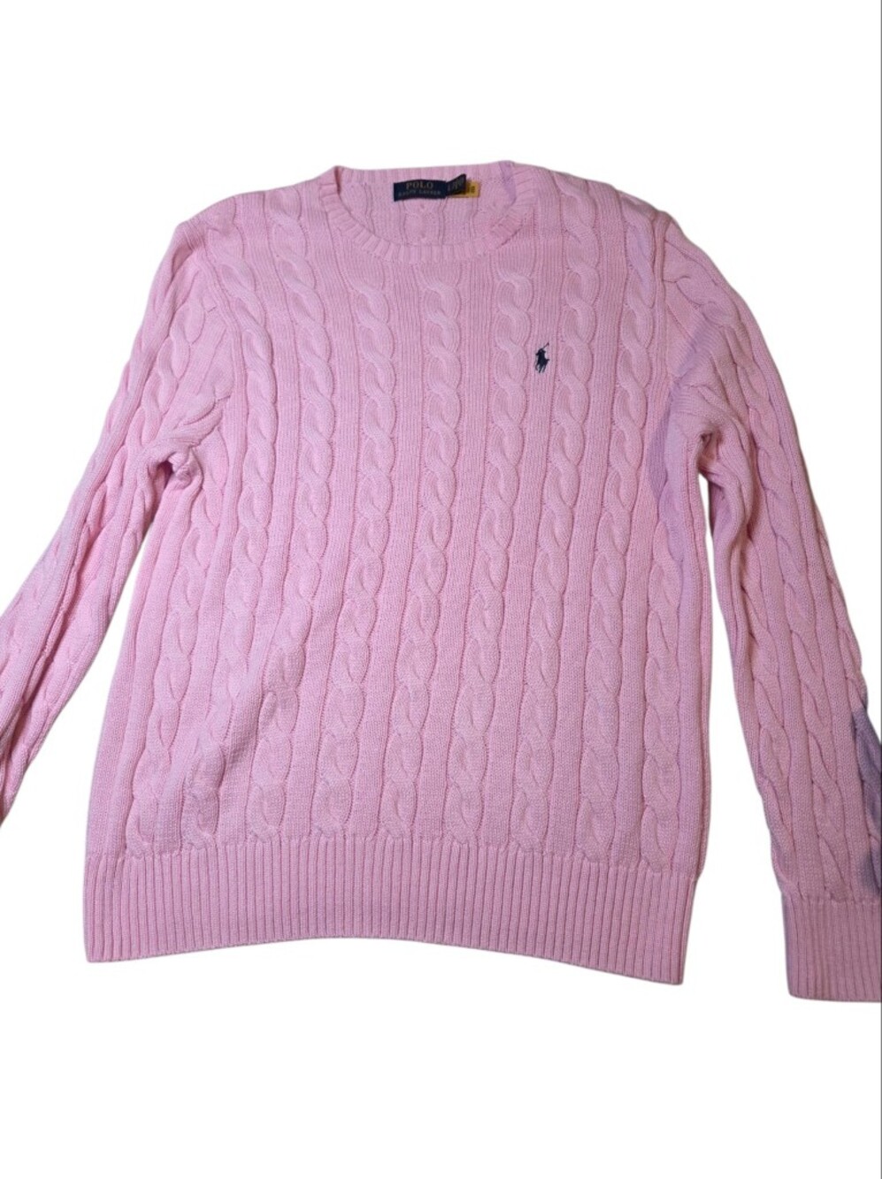 Ralph Lauren Pink Cable-Knit Crewneck Sweater